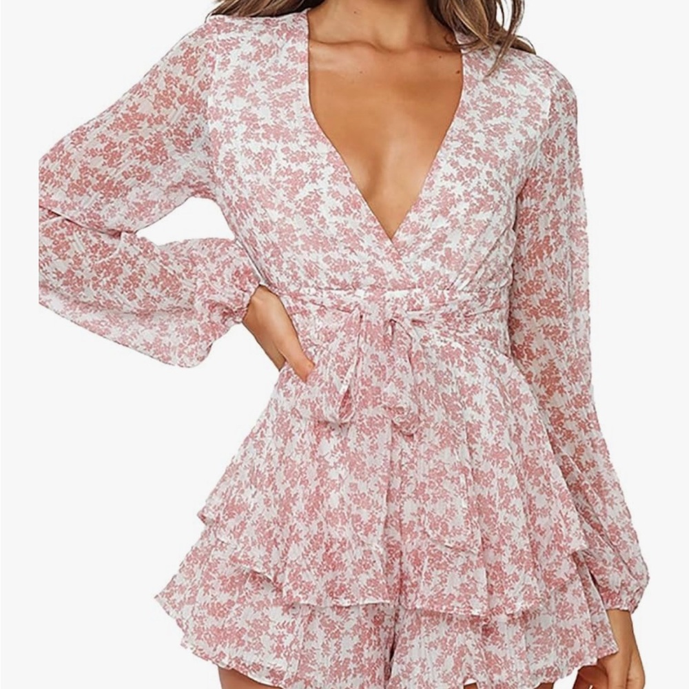 Floral Pink Long Sleeve Romper